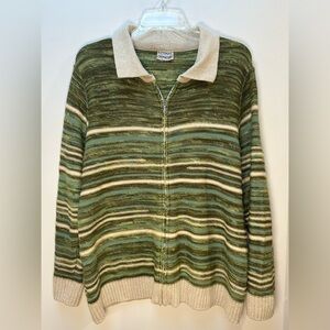 Pletenine Spenko Women’s Knitwear Green Striped Cardigan size L